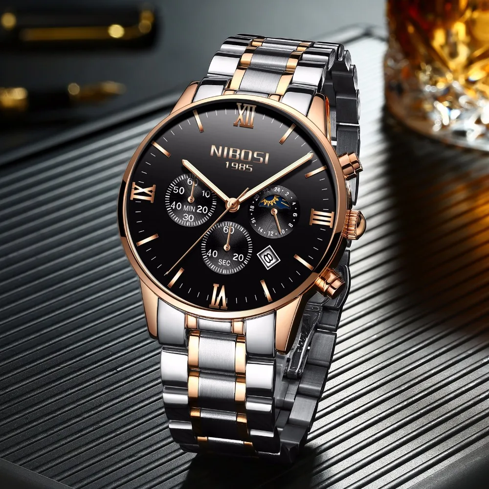 Rose Gold Color Men Watch Luxury Top Brand Men's Watch Fashion Dress New Military Quartz Wristwatch