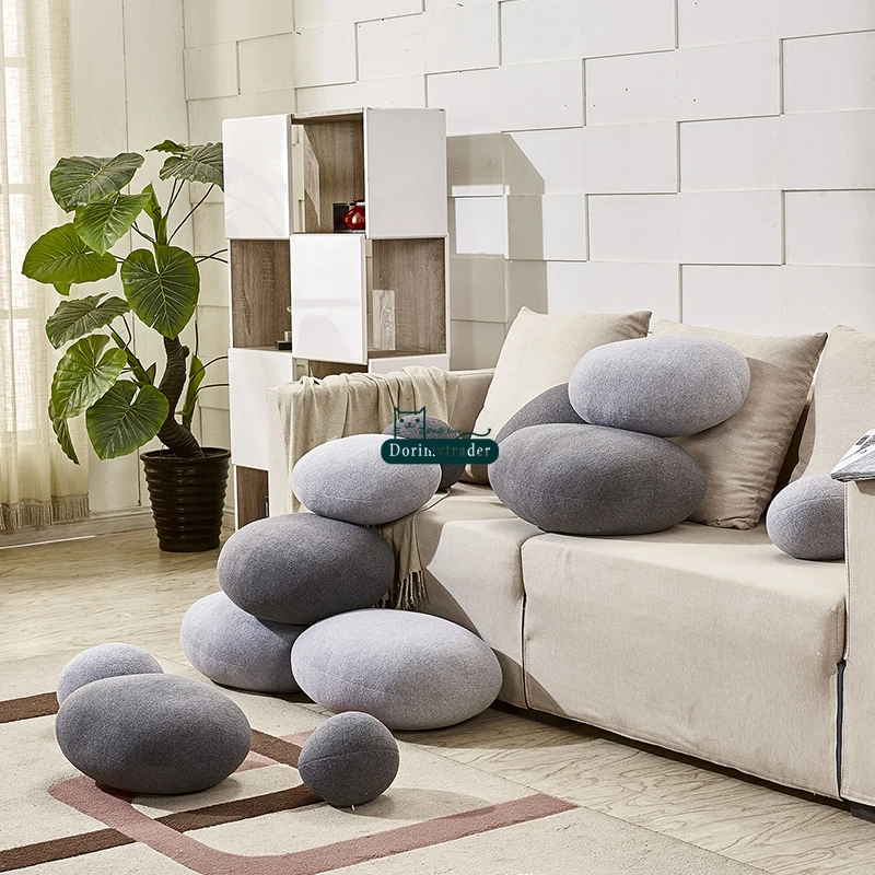 Dorimytrader 6Pcs  Emulational Cobblestone Plush Pillow Giant Stuffed Grey Stone Cushion Room Decoration Kid Natural Stone  Toy DY60785 (18)