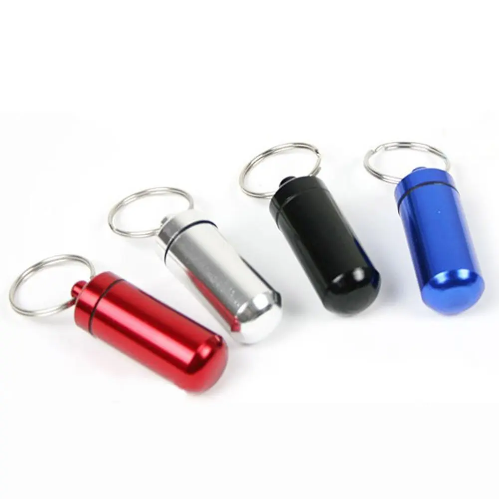 

6pcs Waterproof Aluminum Pill Box Case Bottle Cache Drug Holder Keychain Container Colorful