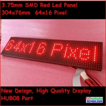 P3.75 smd red led module,3.75mm high clear,top1 for text display,304* 76mm,64 * 16 pixel, red monochrom led display panel