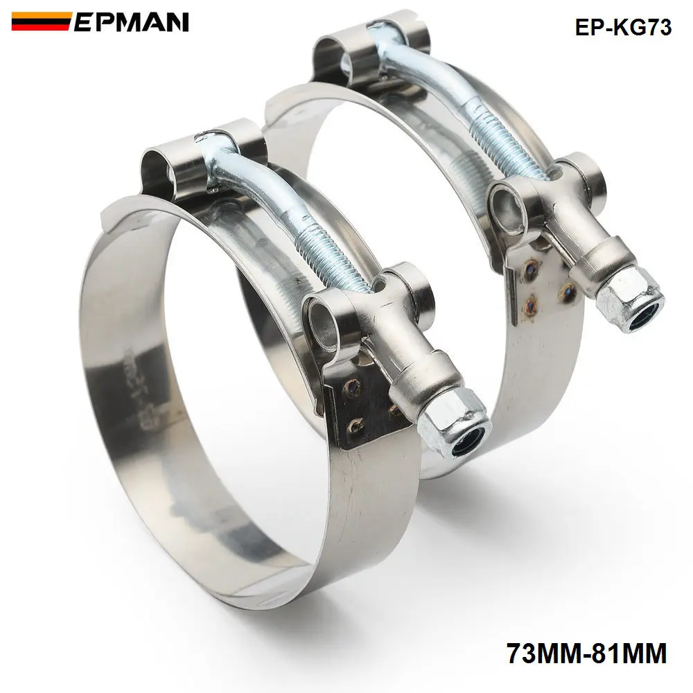 2PCS 2.75"INCH (73MM-81MM) SILICONE TURBO HOSE COUPLER T BOLT SUPER CLAMP KIT EP-KG73
