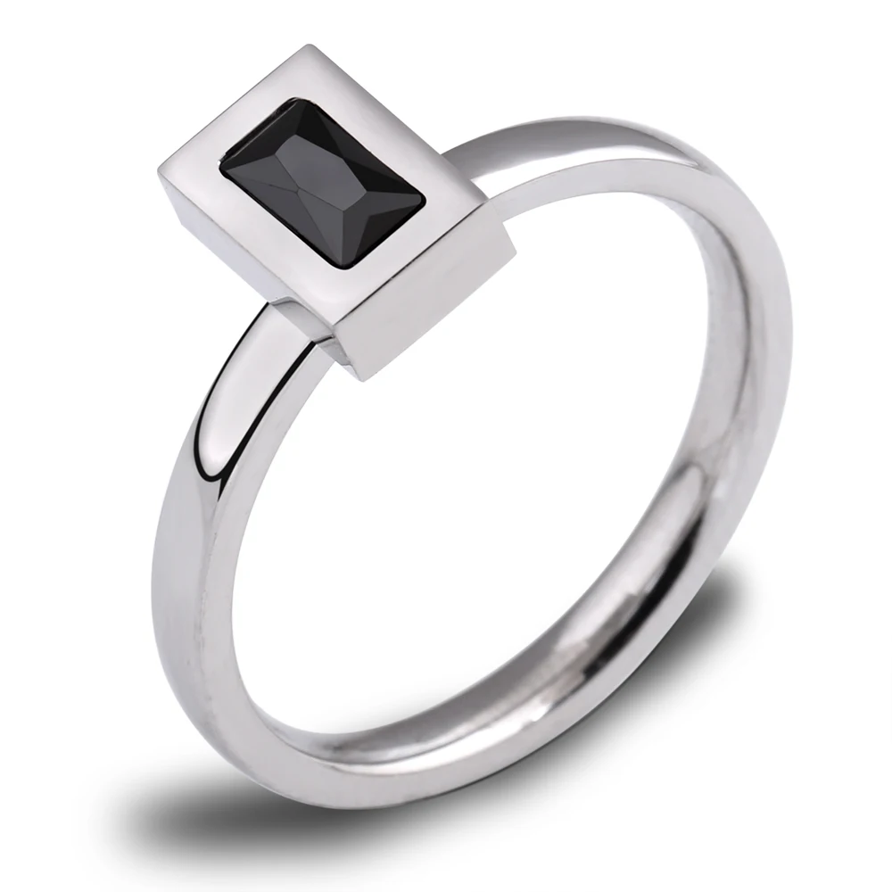 Горячая распродажа черные обручальные кольца для женщин роскошный черный кристалл кольцо модное кольцо из нержавеющей стали женские ювелирные изделия