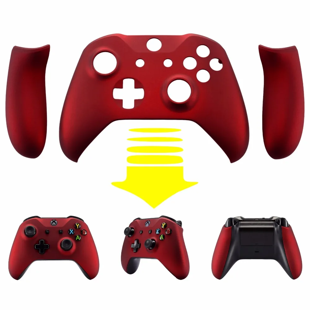 

Soft Touch Red Front Housing Shell Cover Case Repair Mod Kits Back Pannel Side Rails for Xbox One X & One S Controller