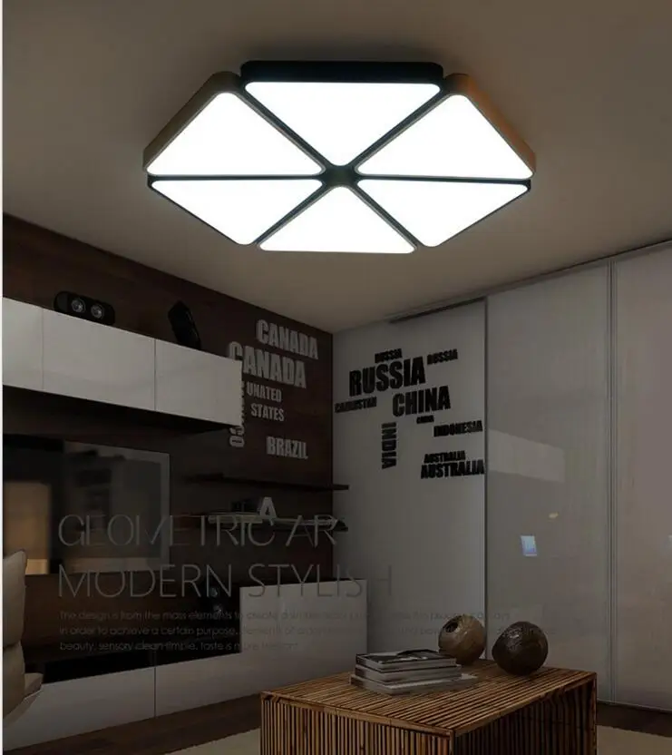 

Master bedroom lamp room lamp warm romantic simple modern shaped LED living room lamp black and white combination ceiling lamp
