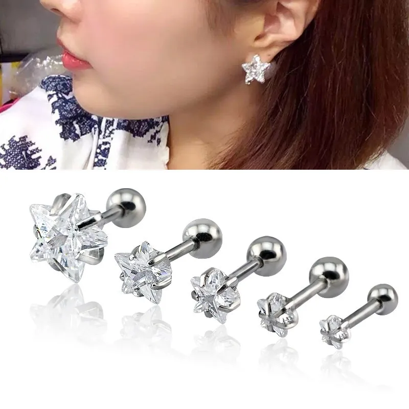 Us 1 55 18 Off 3 5mm Boucle D Oreille Star Shaped Zircon Cartilage Earrings Gold Silver Tragus Helix Piercing Stud Earrings For Women In Stud