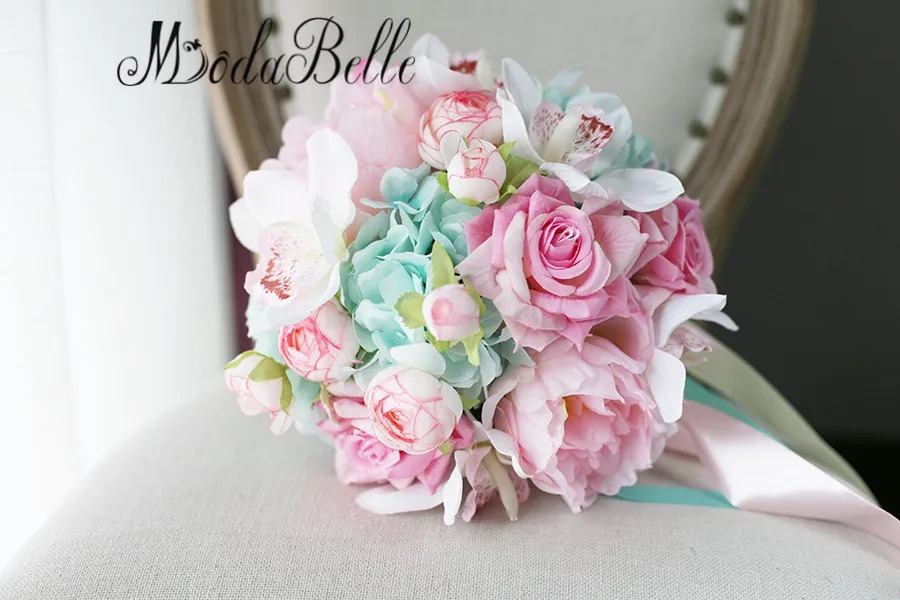 Modabelle розовый букет невесты mariage de fleurs 2017 искусственный чайной розы пион