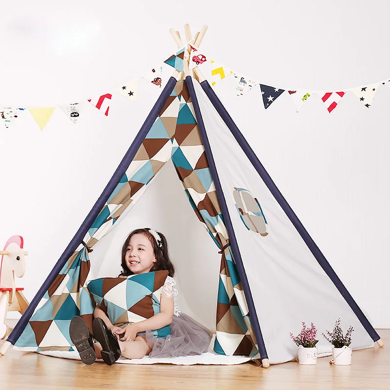 Лидер продаж teepee детская игровая палатка хлопок холст детский вигвам кровать, палатка в помещении