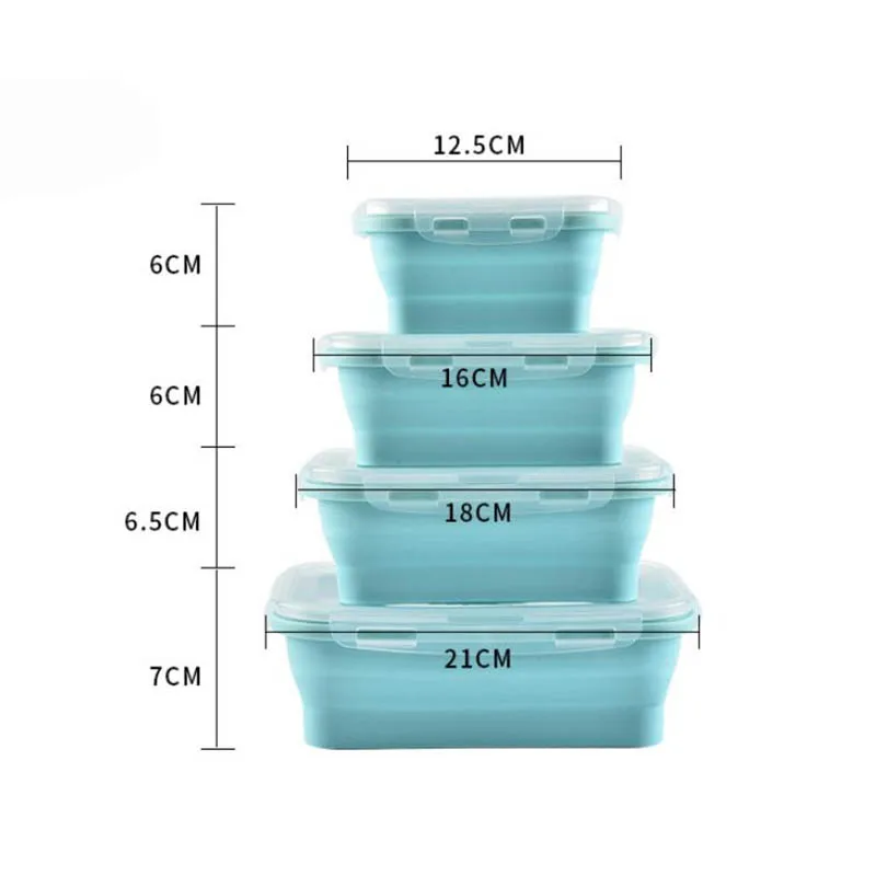 Memokey Силиконовые Складные Bento Box Складной Портативный Ланч-бокс для еды столовая посуда контейнер для продуктов миска для детей взрослых C