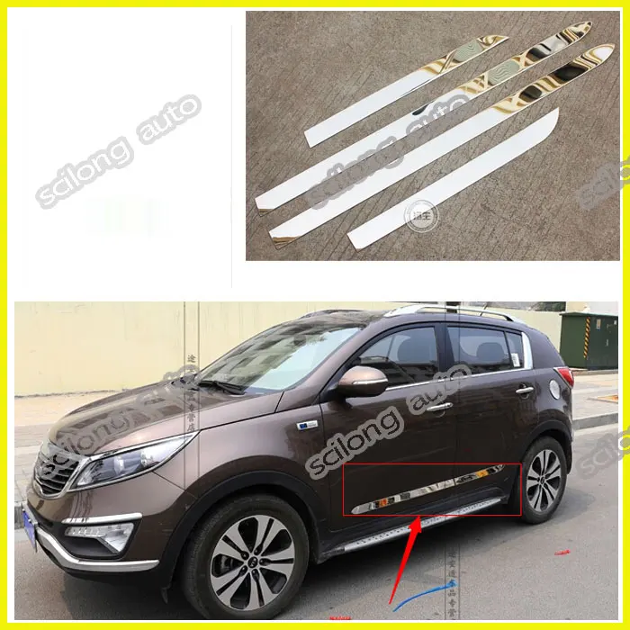 Prix pour Livraison gratuite Chrome Corps Porte Latérale Taille Moulage Extérieur couverture 4 pcs/ensemble fit pour 2011-2014 2015 sportage R Prix pour Livraison gratuite Chrome Corps Porte Latérale Taille Moulage Extérieur couverture 4 pcs/ensemble fit pour 2011-2014 2015 sportage R