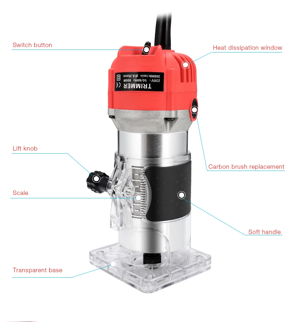 Электрический триммер 800 W 30000 об/мин Деревообработка фрезерная гравировка долбежные фрезерный станок ручная машинка для резки дерева