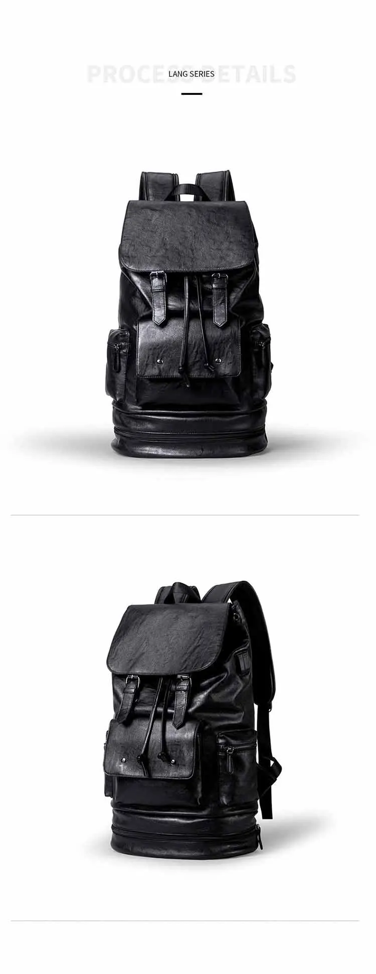 Новинка из искусственной кожи года 2019 Рюкзак Универсальный колледж Школьные Рюкзаки плеча большой ёмкость модные Винтаж для мужчин сумки