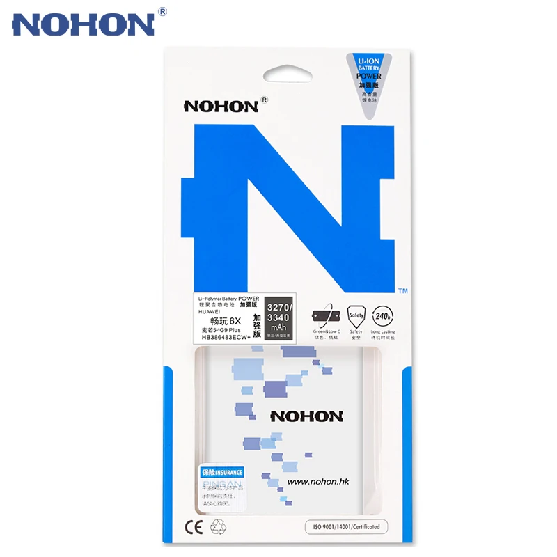 Аккумуляторная батарея NOHON для Huawei Honor 6X 7X 5X 4X 5C 7C Maimang 6 5 4 HB386483ECW HB366481ECW