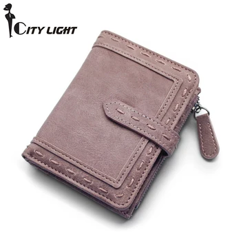 

Fashion Women Wallets Top Quality PU Leather Short Purse Card Holder Pocket Short Retro Design Wallet Free shipping
