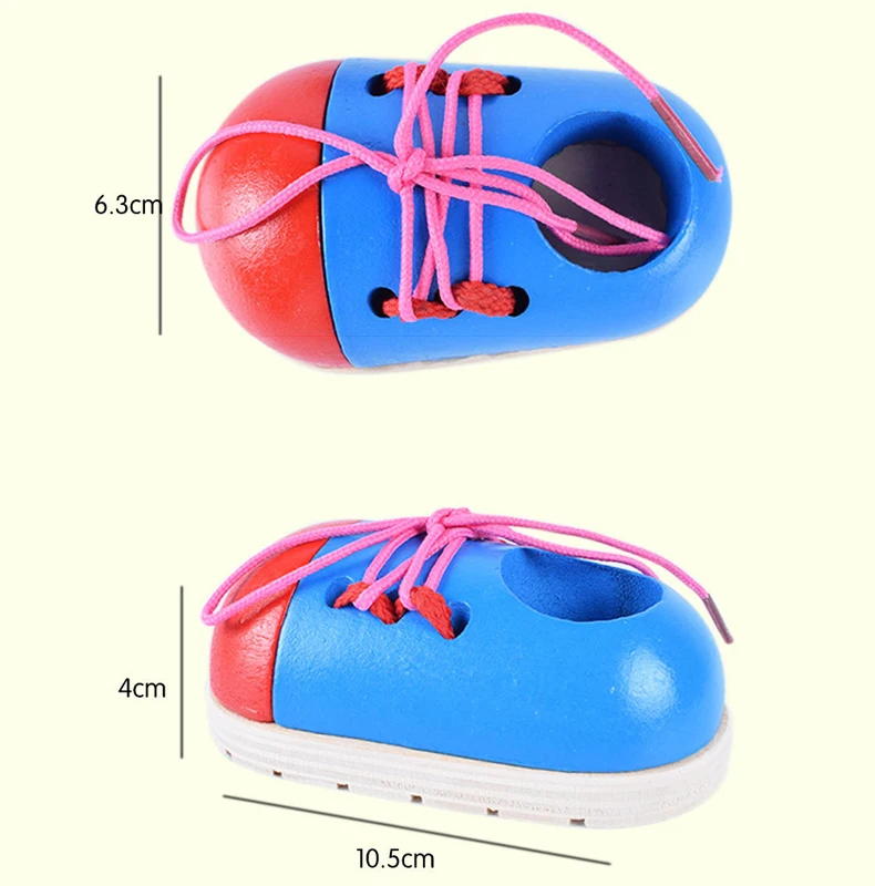 Детские обучающие игрушки Монтессори, 1 шт., деревянные игрушки для малышей, Обувь На Шнуровке Для раннего образования, обучающие средства Монтессори