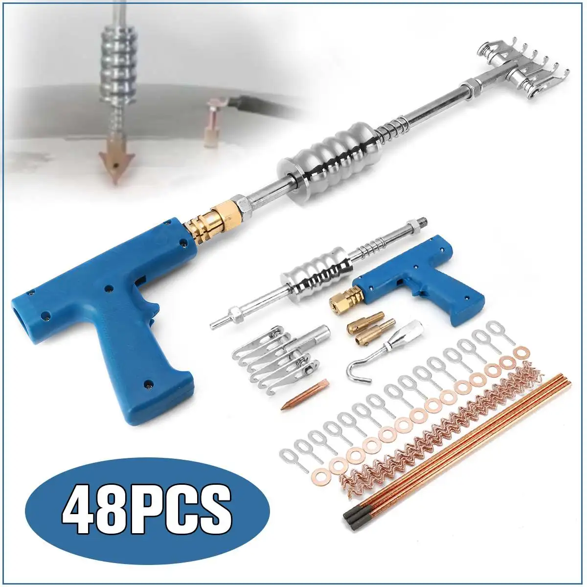 48 шт. вмятин Съемник комплект кузова вмятин ремонт устройства шпильки для приварки Сварка вытяжные кольца круглые шайбы wiggle провода