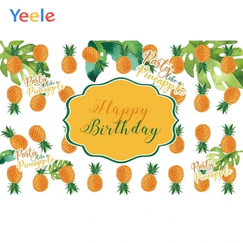 

Yeele Summer Birthday Pineapple Leaves Party Photography Backgrounds Customized Photographic Backdrops for Photo Studio