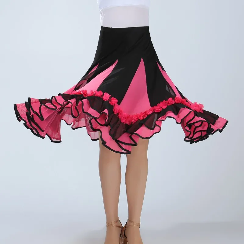 Женское платье для занятий танцами в стиле пэчворк, широкая юбка для латиноамериканских танцев, платье для бальных танцев, Сетчатое платье для танцев