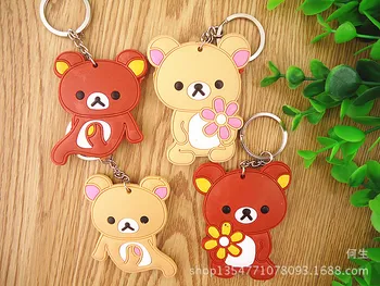 

FREE shipping by FEDEX 100pcs/lot 2016 New Silicone 8cm Rilakkuma Key Chains Lovely Keyrings for Promotion Gifts