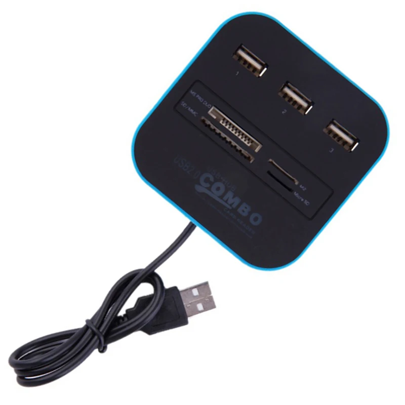 3 Port USB HUB Card Reader Multi USB Splitter Combo for PC Laptop