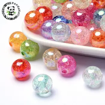 

500g 10mm Round Crackle Beads Loose Spacer Acrylic Beads For Jewelry Making Necklaces Bracelets DIY Mixed AB Color