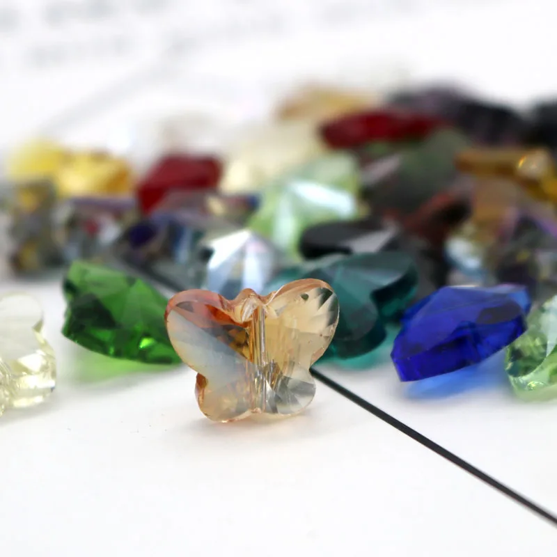 

10pcs 11x14mm Random Mixcolor butterfly shape Crystal Bead colorful Transparent DIY Crystal Glass Bead Czech Faceted Bead Strand