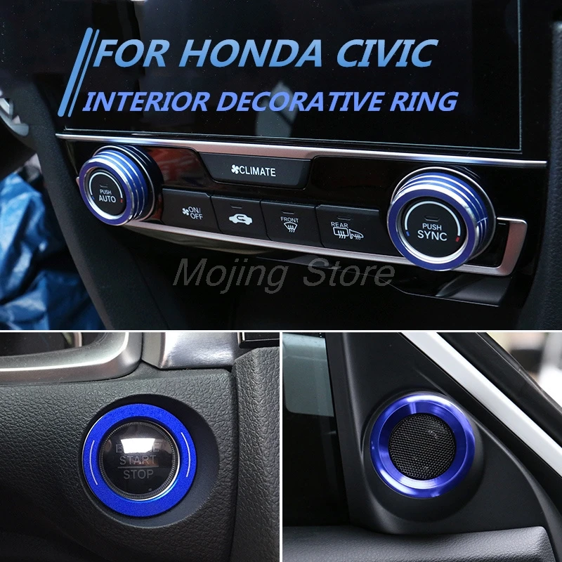Для Honda Civic 10th 16/17/18 звук Рог декоративное кольцо декоративная наклейка в виде полосы автомобильного кондиционера, выключатель ручка