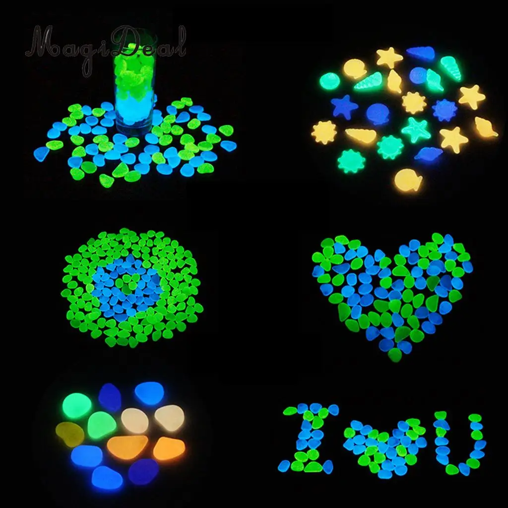 100g Glow in the Glass Stone for Indoor and Outdoor Walkways Garden Driveway Large Bag Powered By Light And Solar (Color Random)