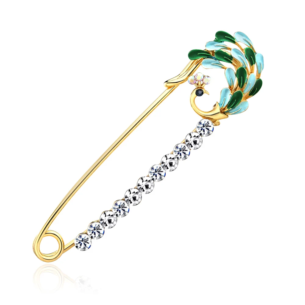 

B024 Personality Oil Drip Peacock big Pins Scarves Buckle Women Cloth Brooches Fine Jewelry