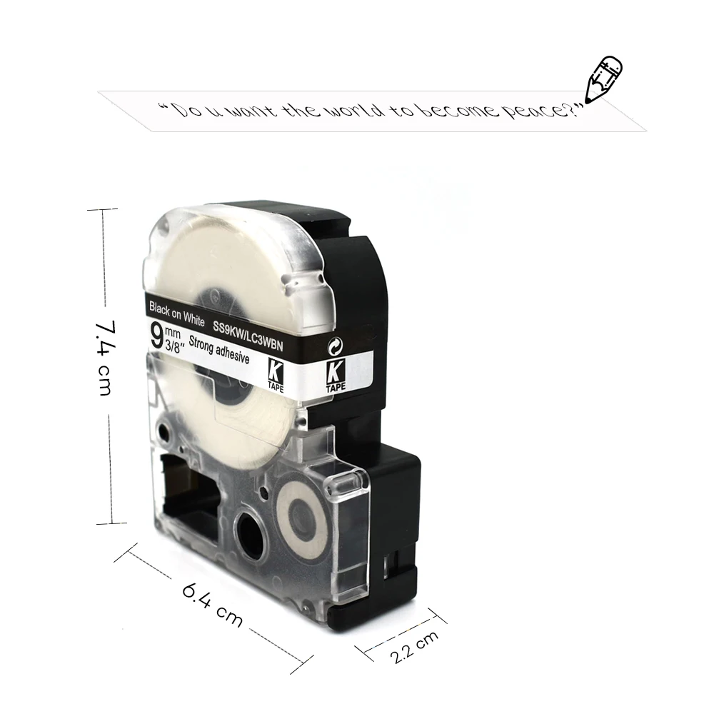 CIDY 1 шт. 9 мм черный на белом SS9KW/LC-3WBN LC-3WBN9 LC 3WBN лента для kingjim/epson Для LW300 LW400 с Заводской ценой