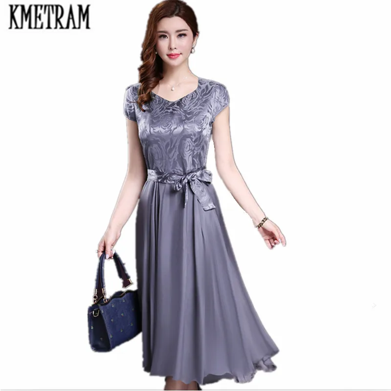 

KMETRAM Women elegant Dress V-neck Chiffon Boho clothing Summer Party Dresses Plus Size Elbise Loose Robe femme Ete 2017 HH118