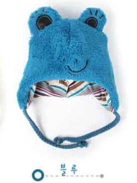 BH31 High Quantity Cute Frog Design Baby Hats Winter Plush Scarves Cap for boys baby beanie