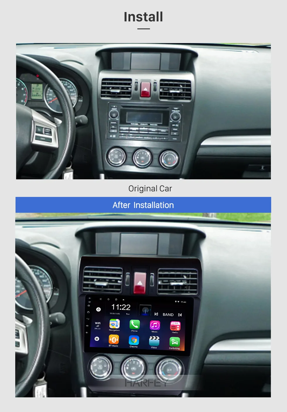 Best Harfey Android 6.0/8.1 9" 2Din Car Radio For 2015 Subaru Forester GPS Navi Touchscreen Multimedia Player Wifi Head Unit DVR 3