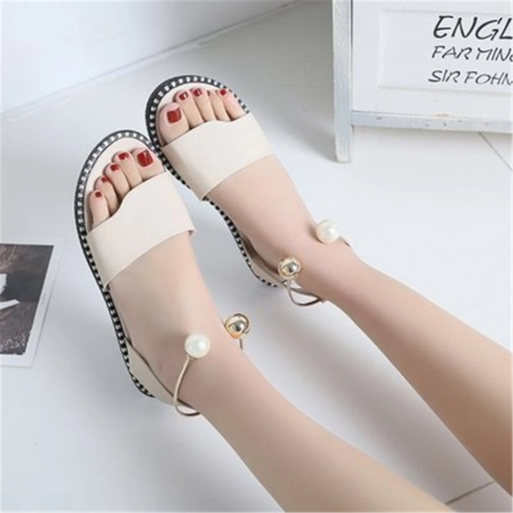 

Women's Sandals Shoes Adult Casual PU Flat with Rubber Summer Slip-On Breathable Non-slip Front & Rear Strap Metal Decoration