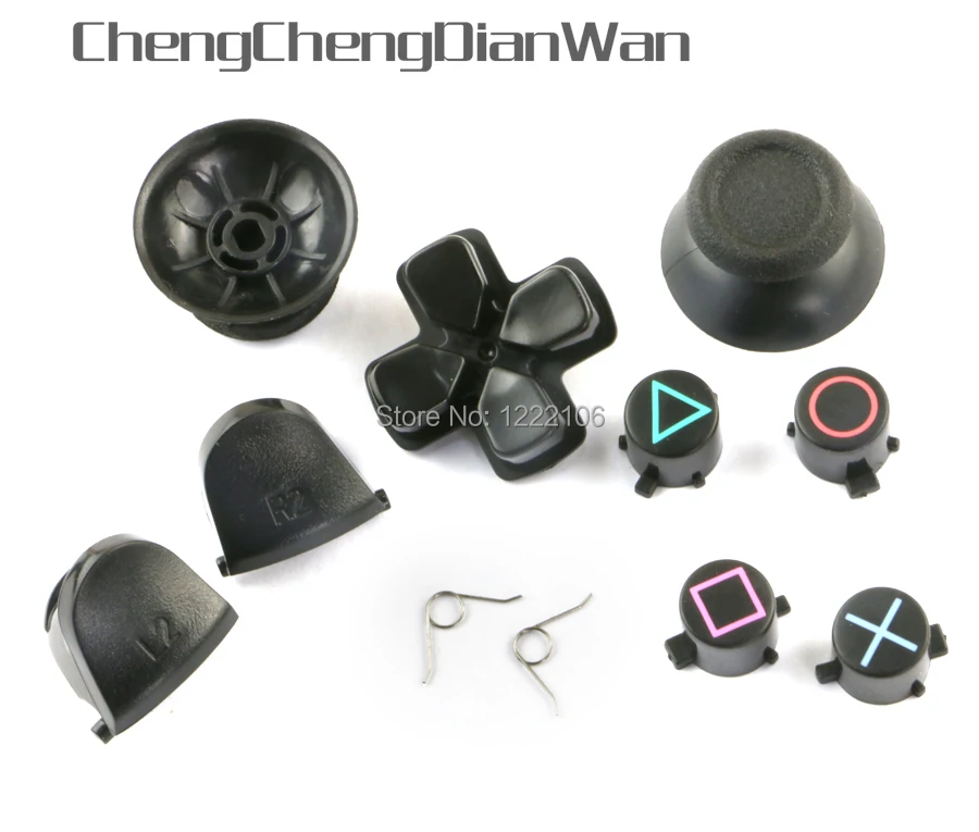 ChengChengDianWan 1 комплект черных аналоговых кнопок L2 R2 D pad полный набор для контроллера