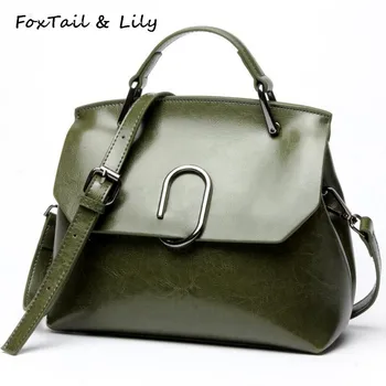 

FoxTail & Lily Oil Wax Cowhide Women Handbags Genuine Leather Ladies Shoulder Bags Fashion Designer Crossbody Bag High Quality