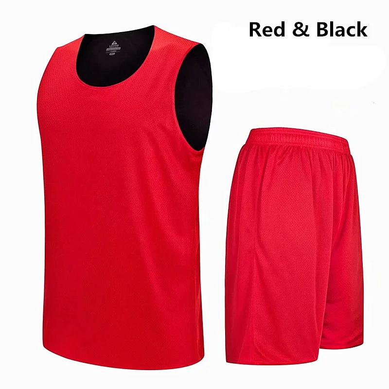 Двухсторонняя детская одежда для баскетбола, комплекты из Джерси, форма, спортивная одежда, дышащие тренировочные костюмы, Детские баскетбольные майки - Цвет: Red Black