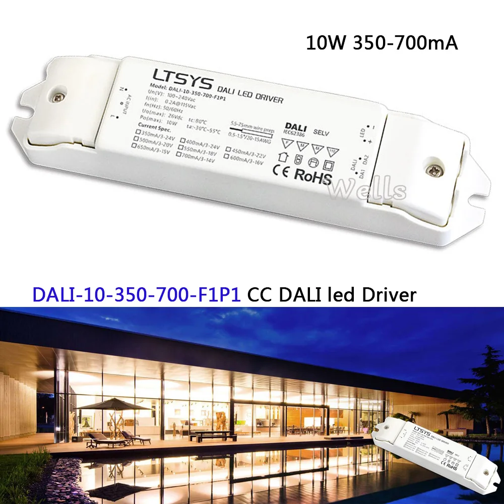 

10W 350-700mA CC DALI led Driver;DALI-10-350-700-F1P1;AC100-240V input;DC3-24V output CC DALI led Dimming Driver