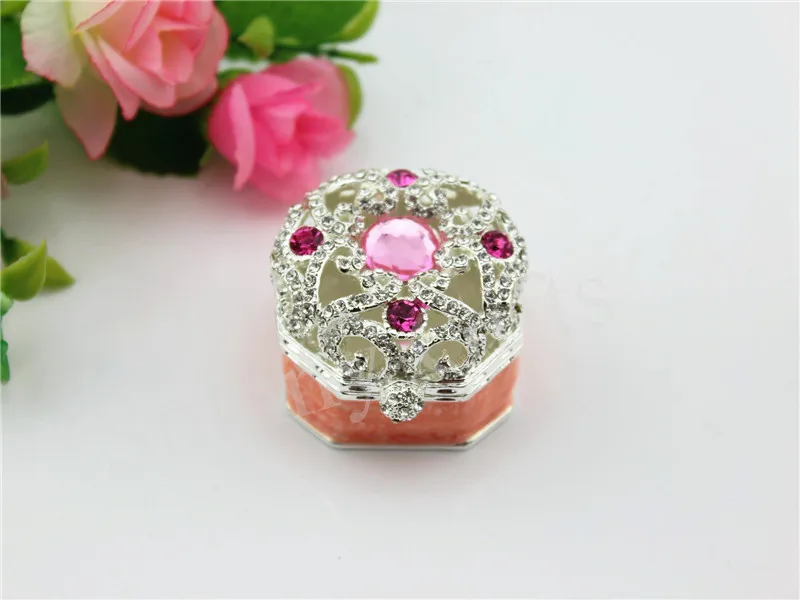 Wedding Favor Small Trinket Box with Crystal Ring Holder Box Birthday