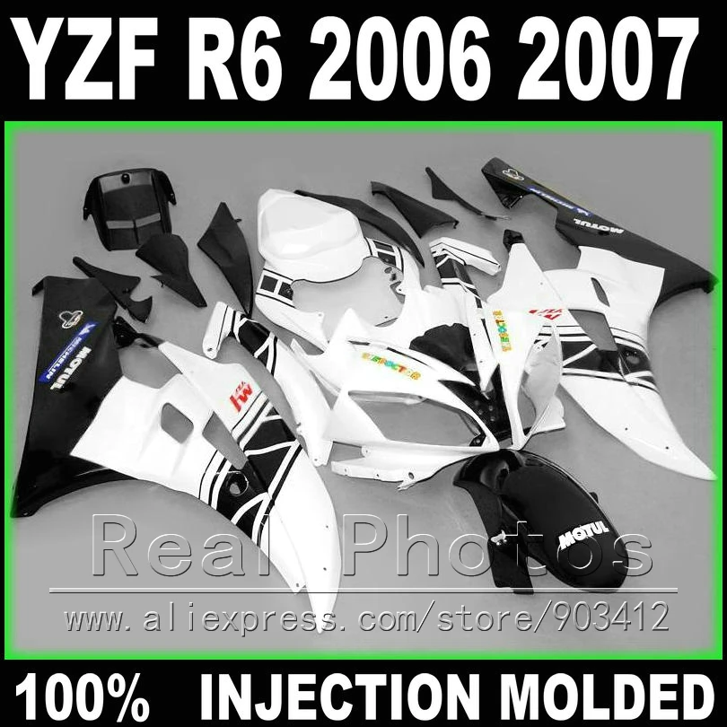 Новинка обтекатель кузова для YAMAHA R6 2006 2007 литье под давлением белый матовый