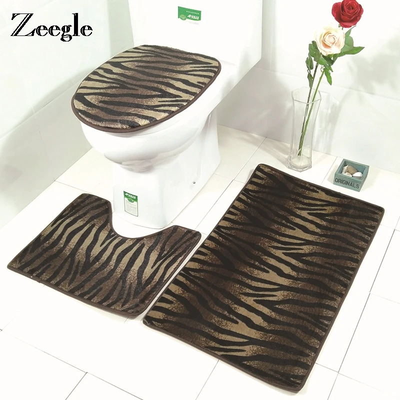 Zeegle Toilet Mat Non slip Bathroom Floor Mat 3pcs/set Bathroom Carpet