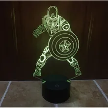 Горячие Мстители светодиодный ночник дети изменение цвета 3D бумажный фонарик Капитан Америка светодиодный освещение игрушка детская комната кровать свет