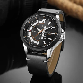 

Curren Quartz Men Watches Auto Date Week Calendar Wristwatches Fashion Casual Leather Man Watch Relogio Masculino Relojes 8307