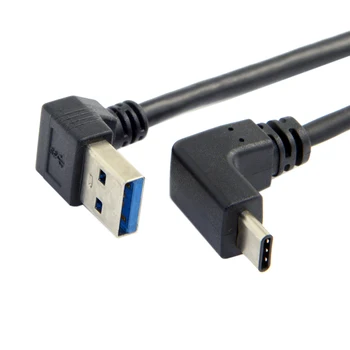 

CY USB 3.1 USB-C Up & Down Angled to 90 Degree Down Angled A Male Data Cable for Laptop & Tablet & Phone