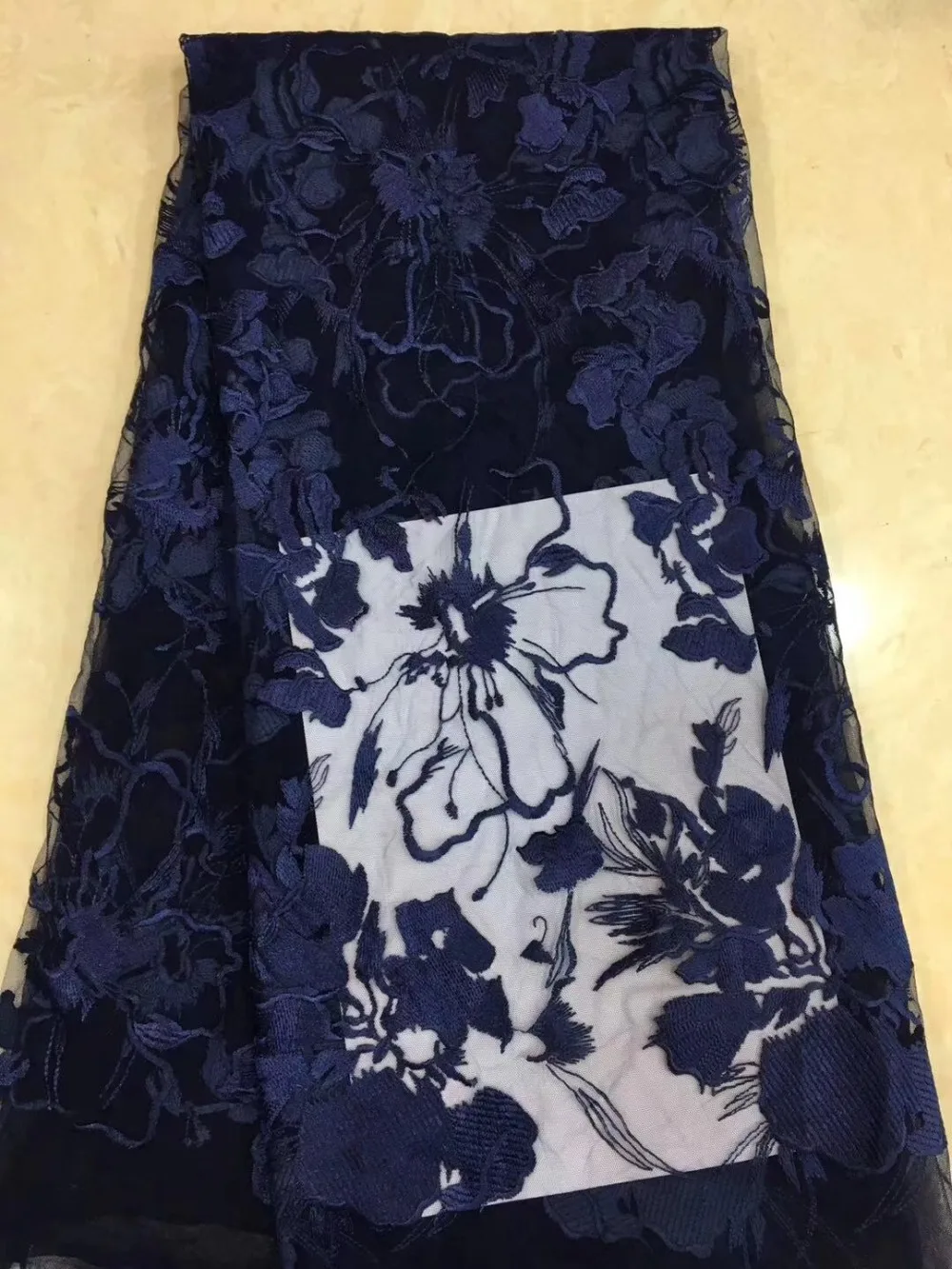 

French lace fabric 5yds/pce dhl navy blue embroidery fabrics women gorgeous luxury party event lagos wedding dress 2019 new