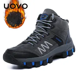Мужская обувь осень-зима 2018 UOVO Удобная Уличная обувь на меху со шнуровкой прочные Антискользящая подошва безопасности мужские кроссовки