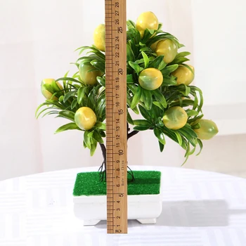 

New Orange Peach Lenmon Fruit Tree Potted Bonsai Simulation Decoration Artificial Ornaments Artificial Plant Bonsai Home Craft