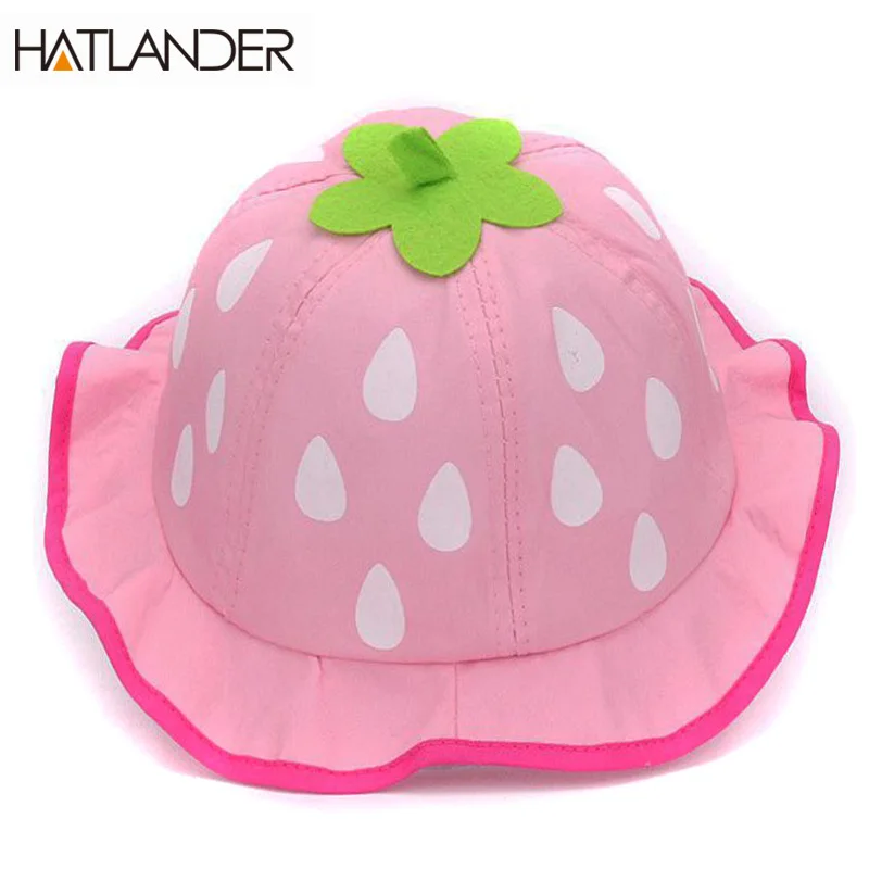 

Hatlander 2017 spring strawberry baby bucket hat cute cotton toddlers girls sun hat lovely beach hat 6-24month kids baby hats