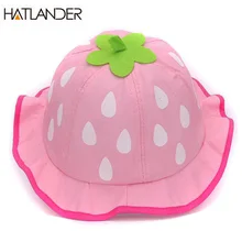 Hatlander/коллекция года, Весенняя детская панамка с клубничкой, милая хлопковая Солнцезащитная шляпа для маленьких девочек, милая пляжная шапка, детские шапки для детей от 6 до 24 месяцев
