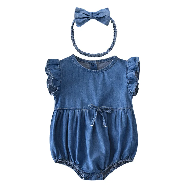 2017 Newborn Baby boy girl summer denim romper bodysuit triangle romper