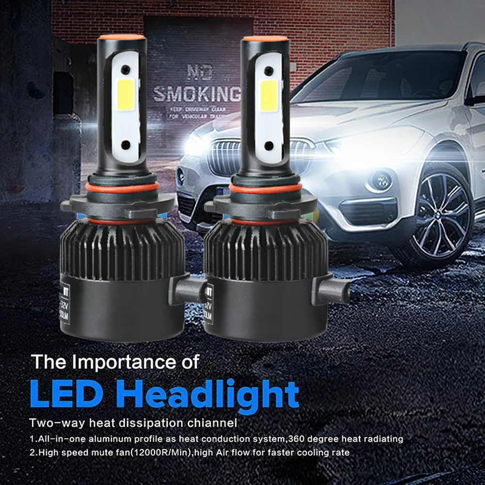 

72W Car LED Headlight Kit 9005 COB LED 16000LM Auto Car Headlights Kit Driving Bulbs Lamps 6000K Driving Light